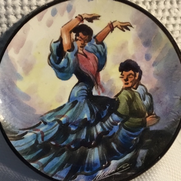 Vintage~Spanish Flamenco Dancers~Hand Painted Ceramic Wall Plate - Picture 6 of 6